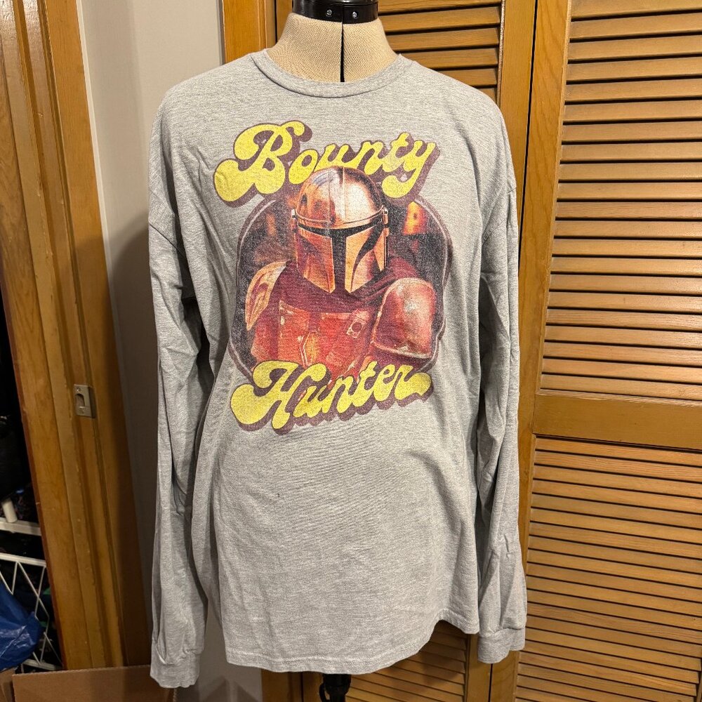 Star Wars The Mandalorian Gray Long-Sleeved T-Shirt Men's/Unisex XL - Picture 2 of 3
